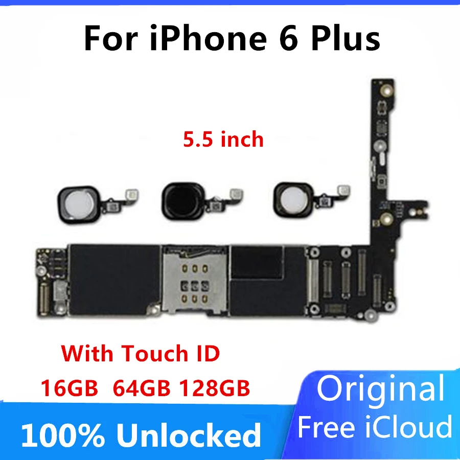 For iphone 6 plus Motherboard With/without Touch ID unlocked for Plus Original Mainboard Free iCloud Logic Board Plate | Мобильные