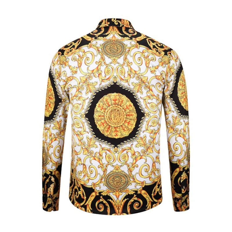 Рубашка мужская с длинным рукавом Повседневная модная сорочка леопардовым