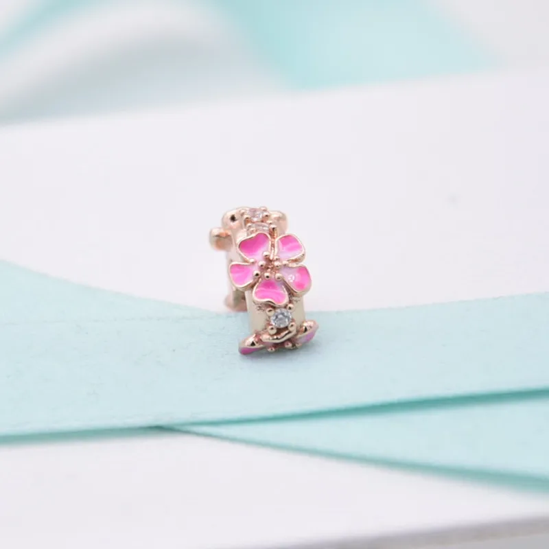 Весенние цветы персика цветок Роза Зажим очаровательные модели подходят для браслетов из бисера браслеты DIY