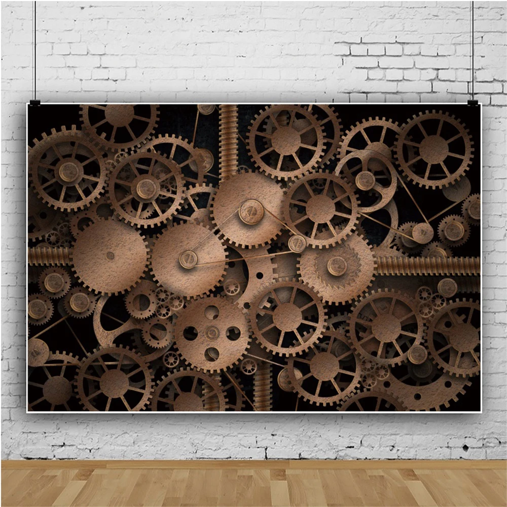 Старые Золотые шестерни Laeacco старинные стимпанк вечеринка Декор бесшовный