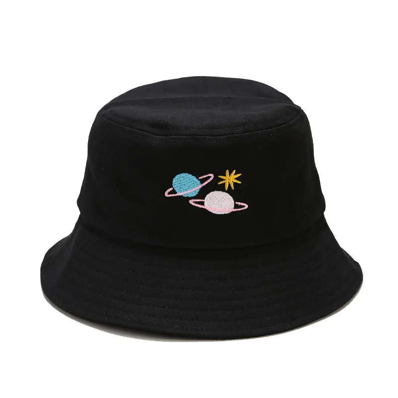 

New Planetoid Embroidery Bucket Hat Fisherman Hats Men Women Outdoor Summer Street Hip Hop Bob Dancer Cotton Panama City Hats