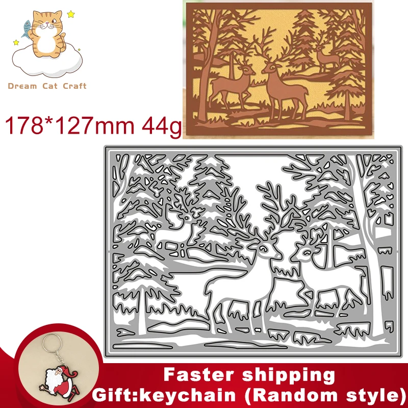 

Christmas Forest Elk Frame Metal Cutting Dies Stencil DIY Scrapbooking Album Paper Card Template Mold Embossing Craft Decoration