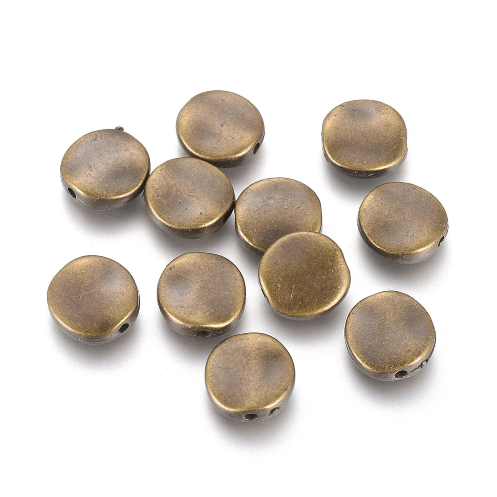 

50PCS CCB Plastic Beads Flat Round Antique Bronze 10x3mm Hole: 1mm