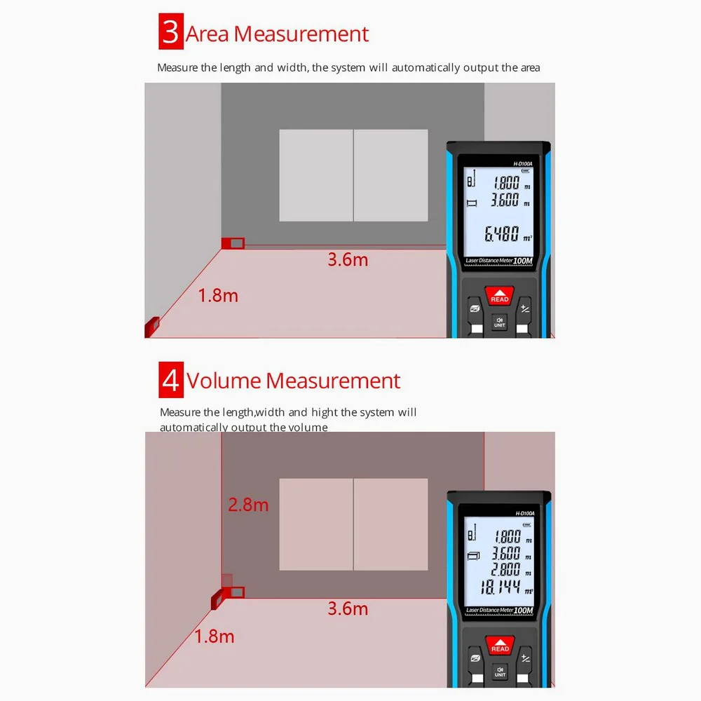 

Laser Distance Meter High-definition Backlight Digital Range Finder High-quality Multifunction Rangefinder Level Test Tool
