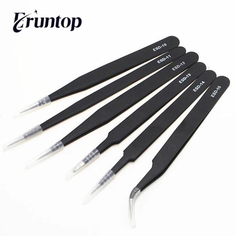 6 шт. антистатические пинцеты из нержавеющей стали 1 5 мм|tweezers|tweezer esd-15tweezers set |