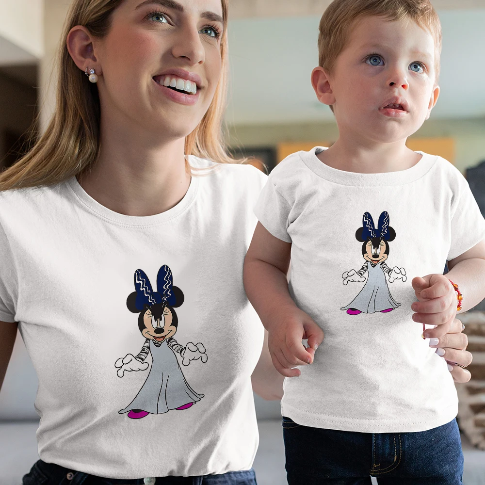 Camiseta de Disney con dibujo de Minnie Mouse para ni&ntilde;os, camiseta divertida de aspecto familiar para mam&aacute; y ni&ntilde;a, regalo de Halloween, camiseta de Anime-3