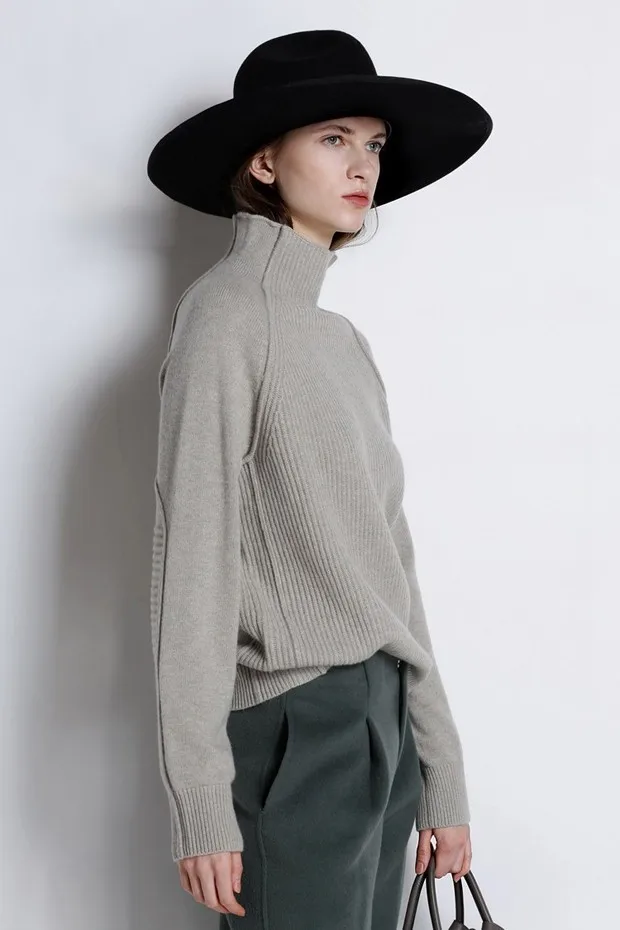 Autumn And Winter New Style Woollen Sweater Women's Turtleneck Thick Loose-Fit Sweater Knit Base Shirt Tide Models Beckham