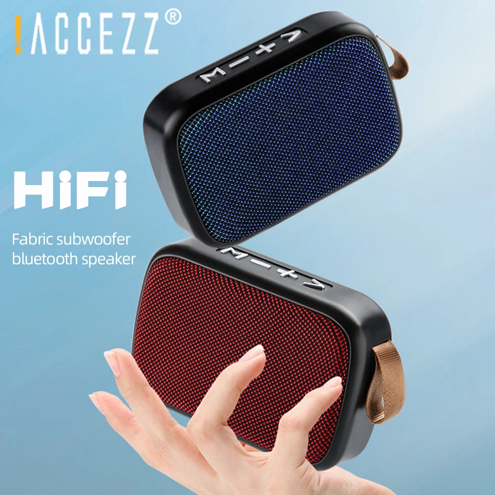

!ACCEZZ Fabric Portable Wireless Bluetooth Speaker HIFI Stereo Home Outdoor Mini Column Loudspeaker Support TF Card FM Radio USB