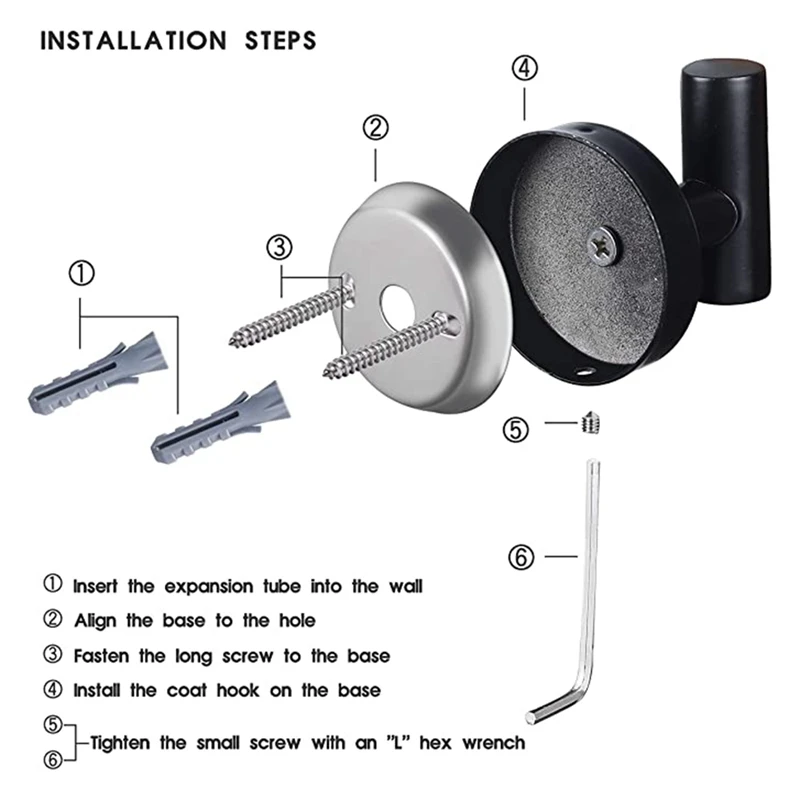 

4 Pcs Wall Towel Hooks Coat Hook Bathroom Matte Black Robe Hook Heavy Duty Door Hanger Towel Robe Clothes Cabinet Closet