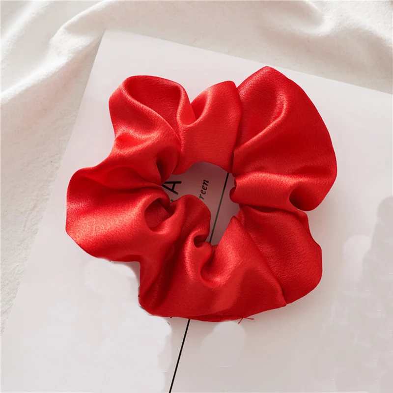 

Glossy Satin Scrunchies Hair Accessories Women Solid Color Elastic Hair bands Ties Rope Ponytail Holder Hair Ring Rubber band