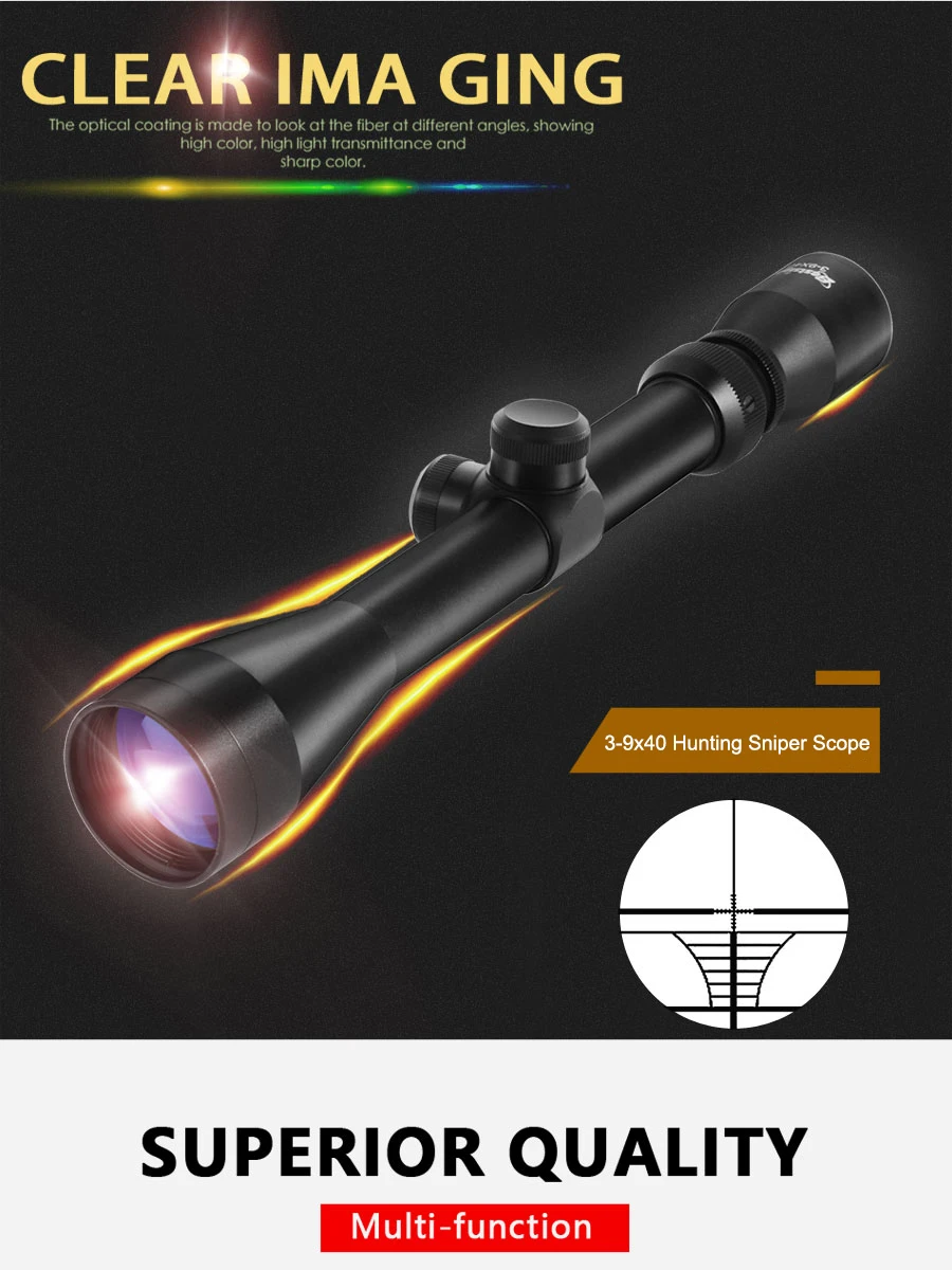 Бу 3-9x40 Riflescope охотничий снайперский область олень прицел охотничьи прицелы пневматическое оружие открытый оптический прицел с прицельной сеткой область
