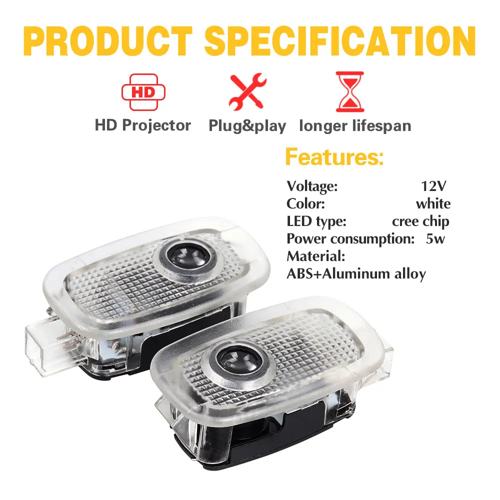 Светодиодный проектор для дверей автомобиля 2 шт. приветственный логотип