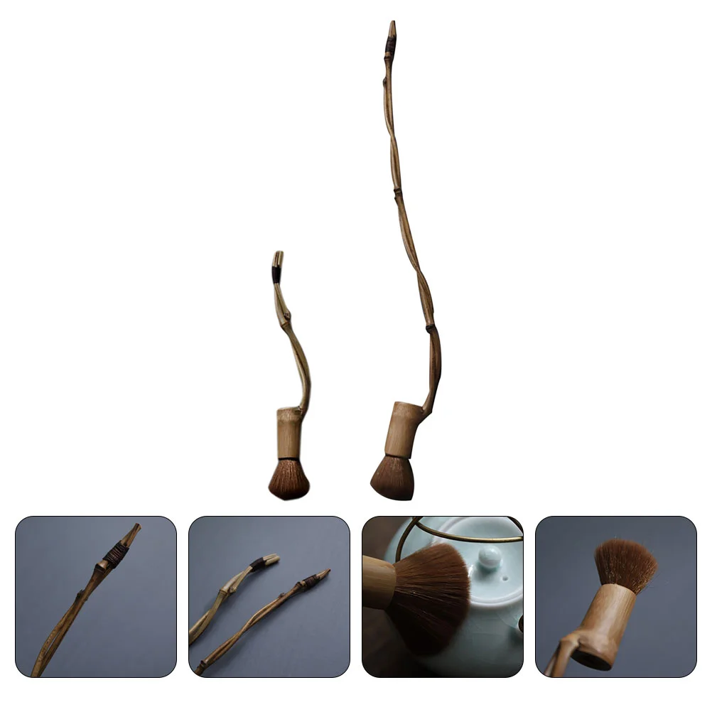 2Pcs Bamboo Teapot Brushes Tea Brushes Delicate Teapot Cleaning Brushes