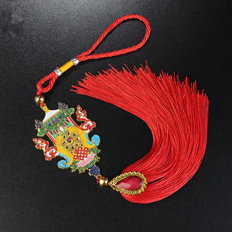 Красный/желтый Восемь благоприятных тибетских металлических украшений для