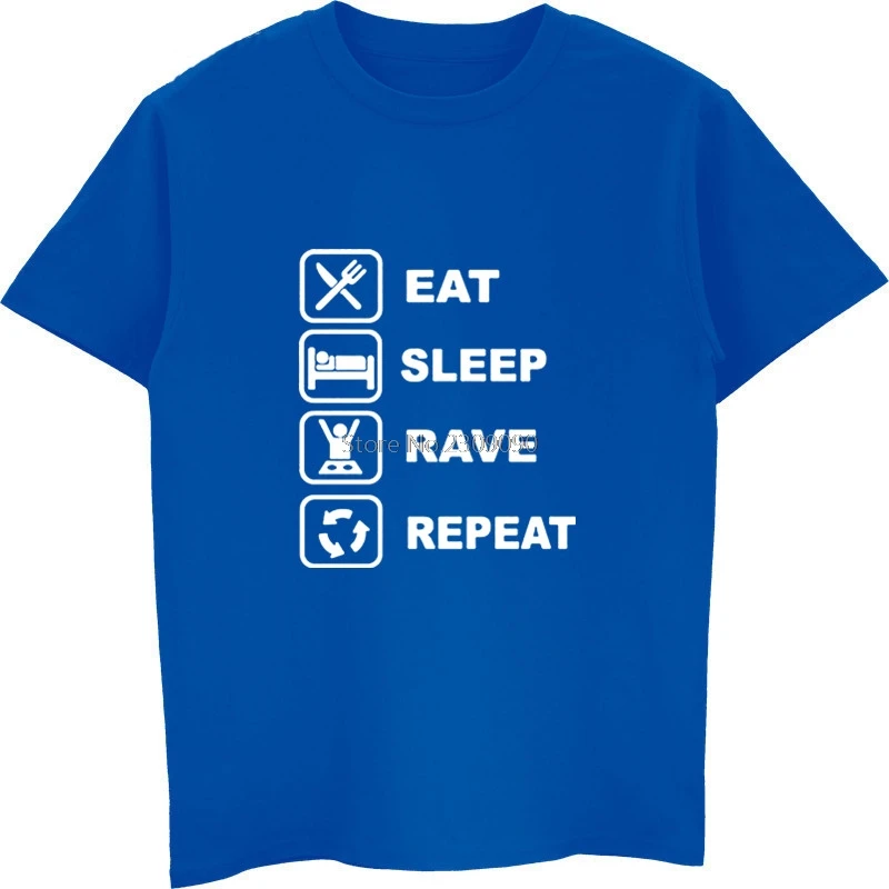 Футболка хлопковая с коротким рукавом и надписью Eat Sleep Rave Repeat | Мужская одежда