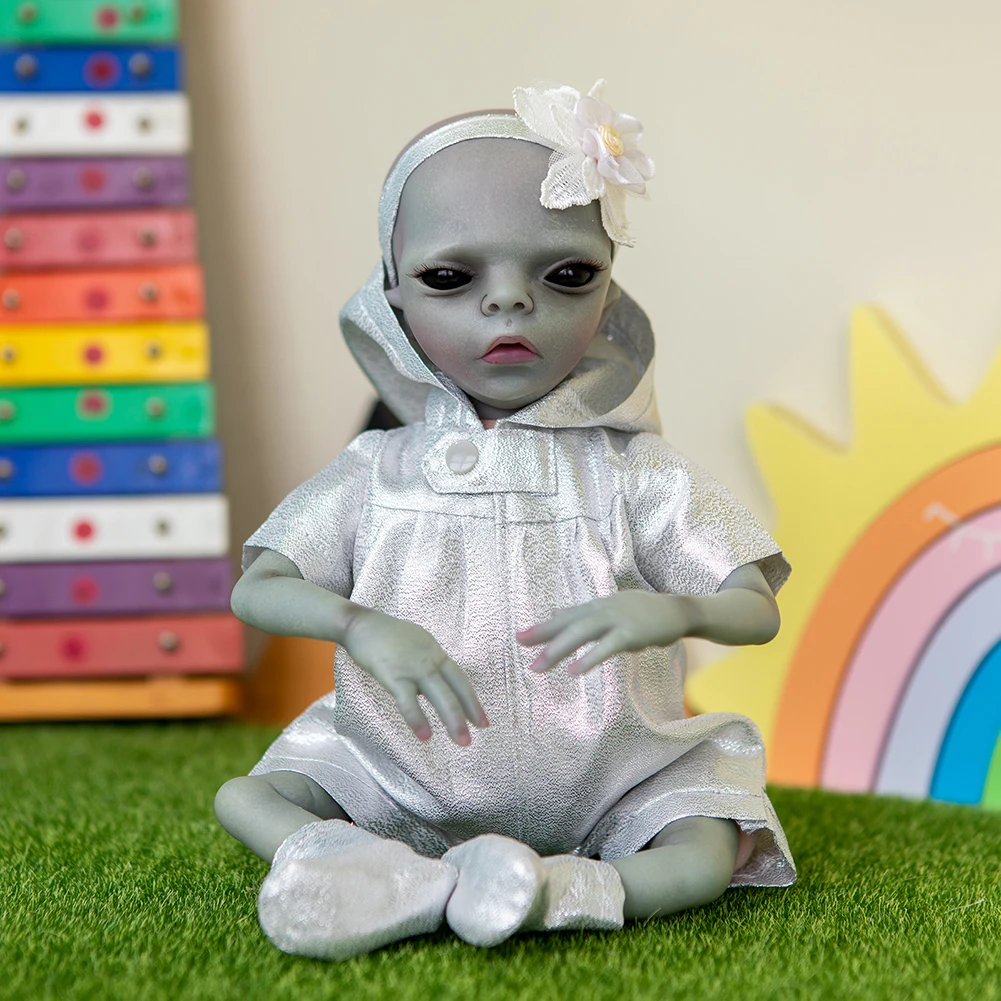 

Готовая Кукла Reborn Baby Alien, 14 дюймов, высокое качество, детали ручной работы, раскрашенная кукла, коллекционные синие младенцы