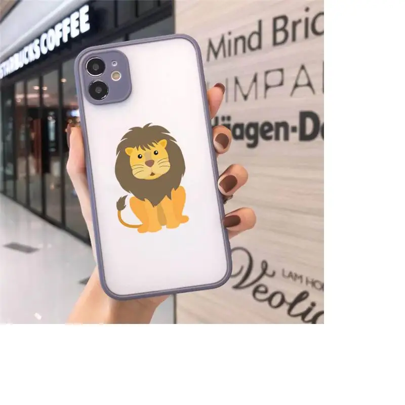

Cute cartoon little lion Phone Case Matte Transparent for iPhone 7 8 11 12 s mini pro X XS XR MAX Plus cover funda