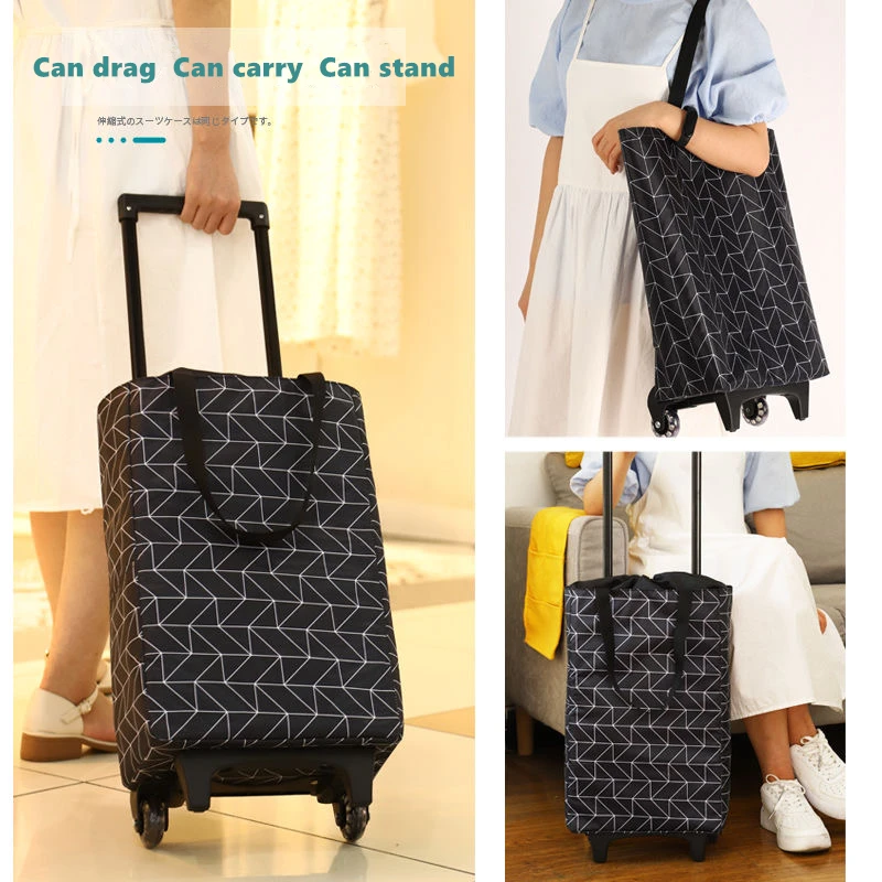 Folding Shopping Bag Women's Big Pull Cart Shopping Bags For Organizer Portable Buy Vegetables Trolley Bags On Wheels The Market