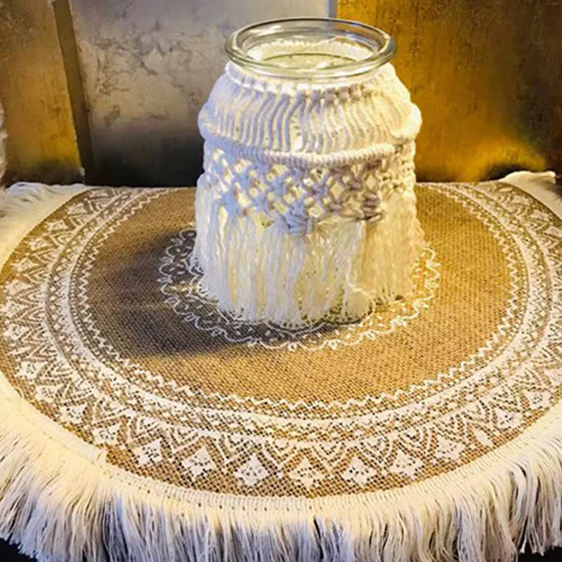 

1Pcs Coffee Cup Mats Furniture Decoration Embroidery Nordic Style Table Placemat Non-slip Round Shape kitchen Supplies