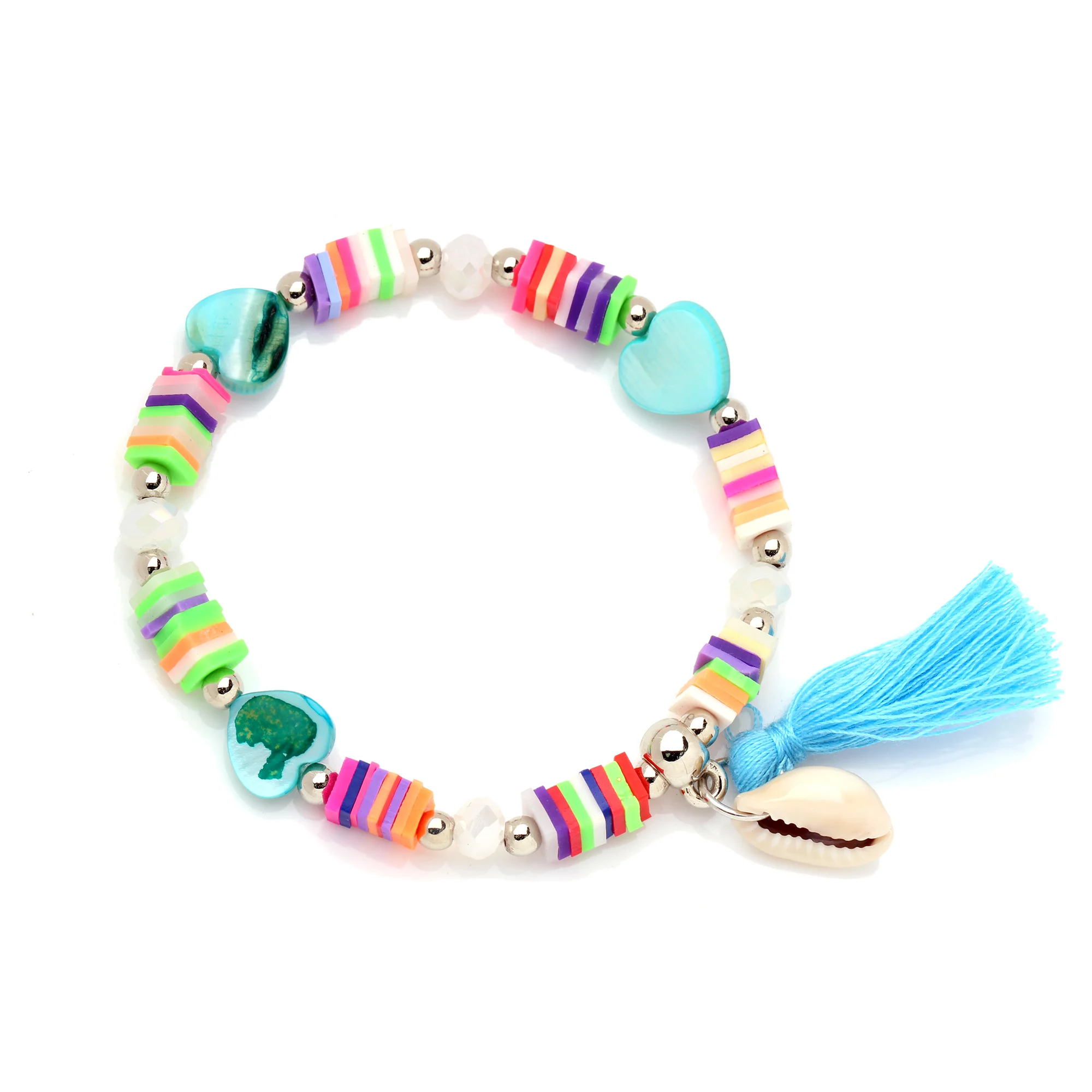 Boho Heishi бусы Love Heart Cowrie Seashell длинные кисточки стрейч браслеты для женщин и мужчин