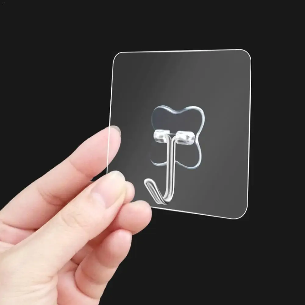 

10pcs Hook Strong Transparent Suction Wall Sucker Hanger Waterproof Load Heavy Duty Rack Hook Steel Glue T4E0
