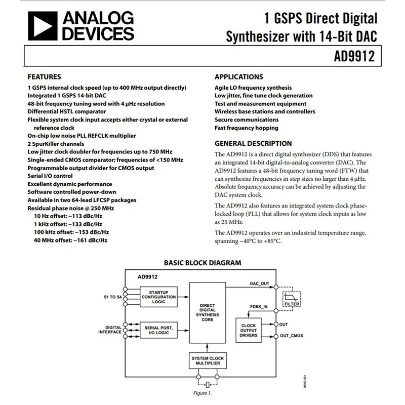Модуль генератора сигнала AD9912 плата управления STC с частотой 1 gsps гц 400 МГц выход