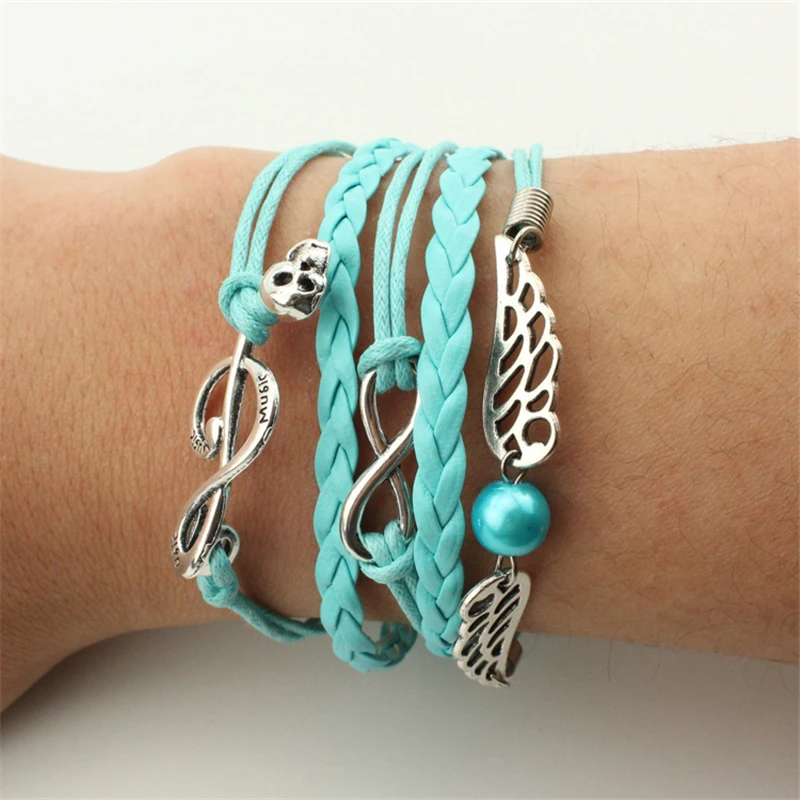 Винтажные бесконечные крылья набор ножных браслетов для женщин серебристого