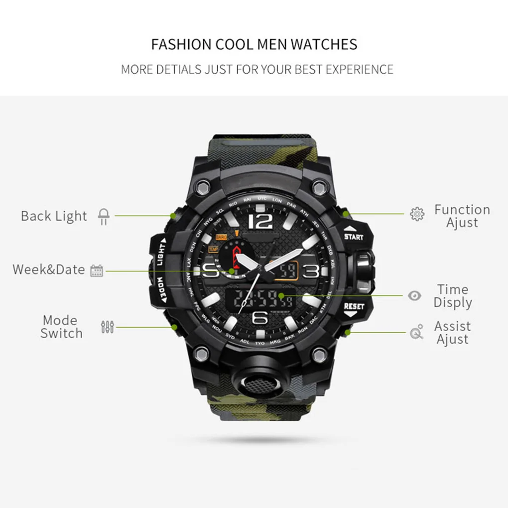 Спортивные часы для мужчин 50 м уличные водонепроницаемые наручные мальчиков