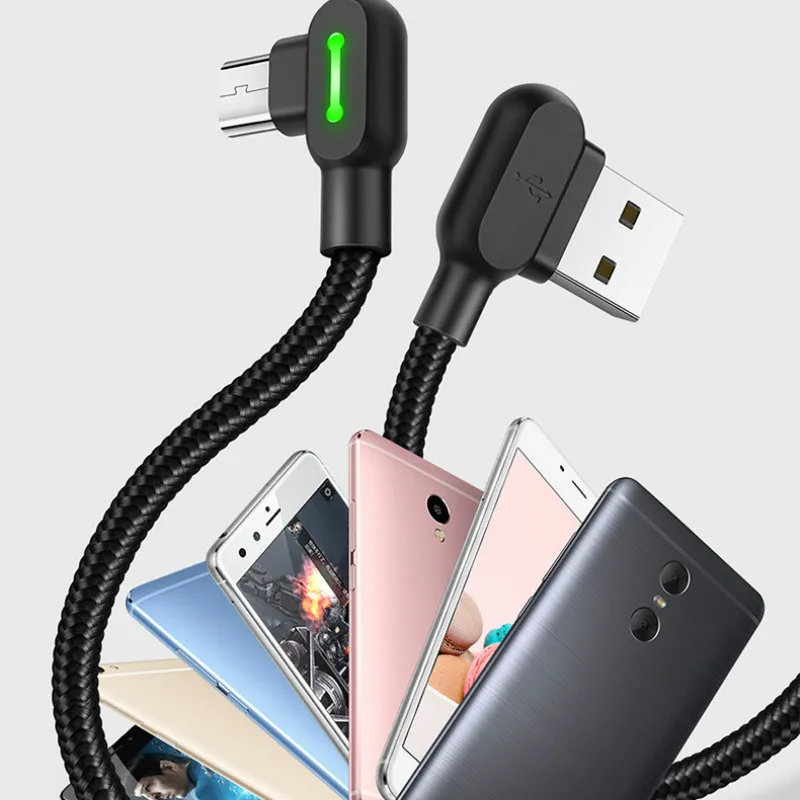 2.4A 90 градусов локоть Micro USB кабель Быстрая зарядка USB кабель для передачи данных для samsung S7 для мобильного телефона Xiaomi usb зарядный шнур