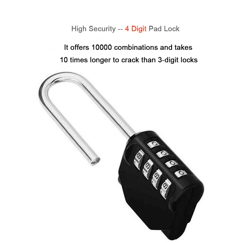 Long Padlock High Security 4 Digit Pad Lock Outdoor Travel Password For Luggage Suitcase Locker Waterproof | Обустройство дома