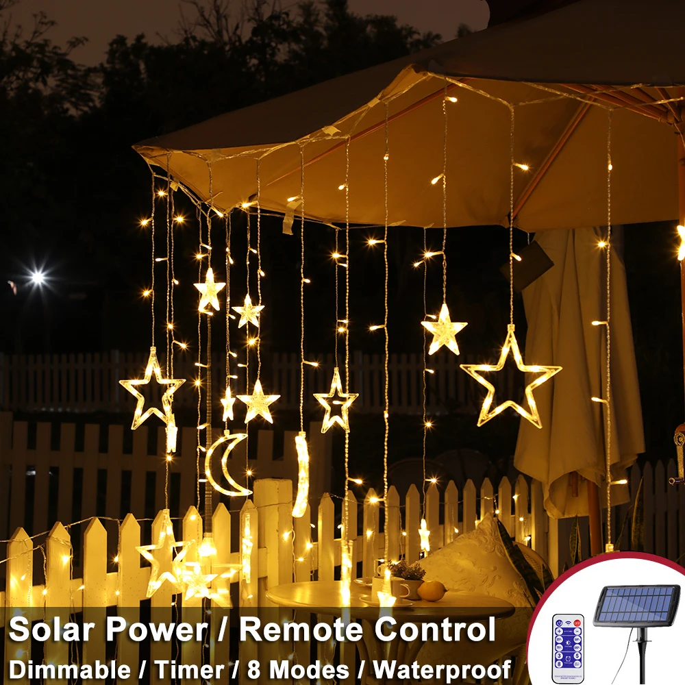 

8 Mode Solar Light Stars Moon LED String Lights Fairy Lights Remote Control Outdoor Lamp Waterproof Christmas Garland Home Decor