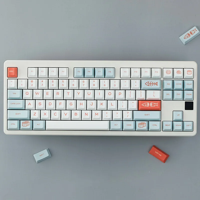 

141 Key Salmon Keycap Cherry Outline PBT Dye Sublimation Ball Cap For Mechanical Keyboard 104 68 87 980 Arrangement
