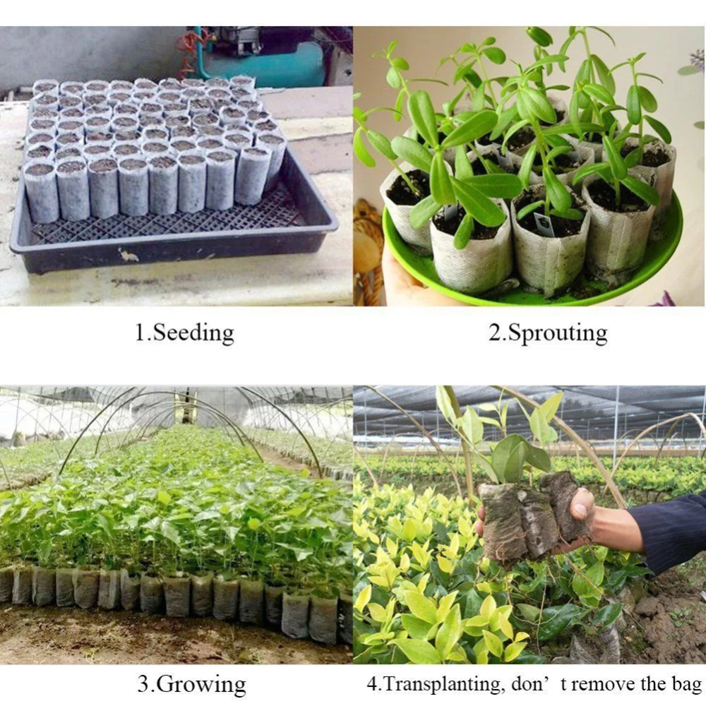 

200pcs Biodegradable Non-woven Nursery Bag Plant Grow Bags Fabric Seedling Pots Eco-Friendly Planting Bag Garden Supplies 8x10cm