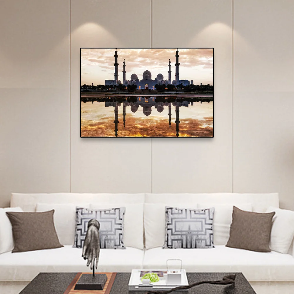 Laeacco Модные Простые холщовые постеры картина красивое небо белое здание