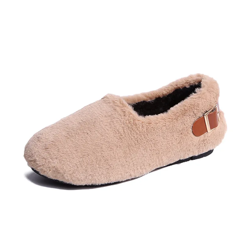 Женские туфли без каблуков для снега женские лоферы шнуровки однотонная теплая