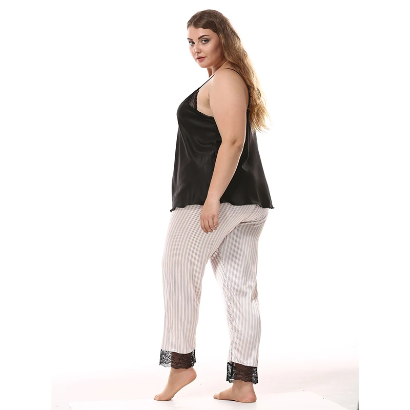 Пижамы большого размера женские сексуальные кружевные топы на бретельках с v