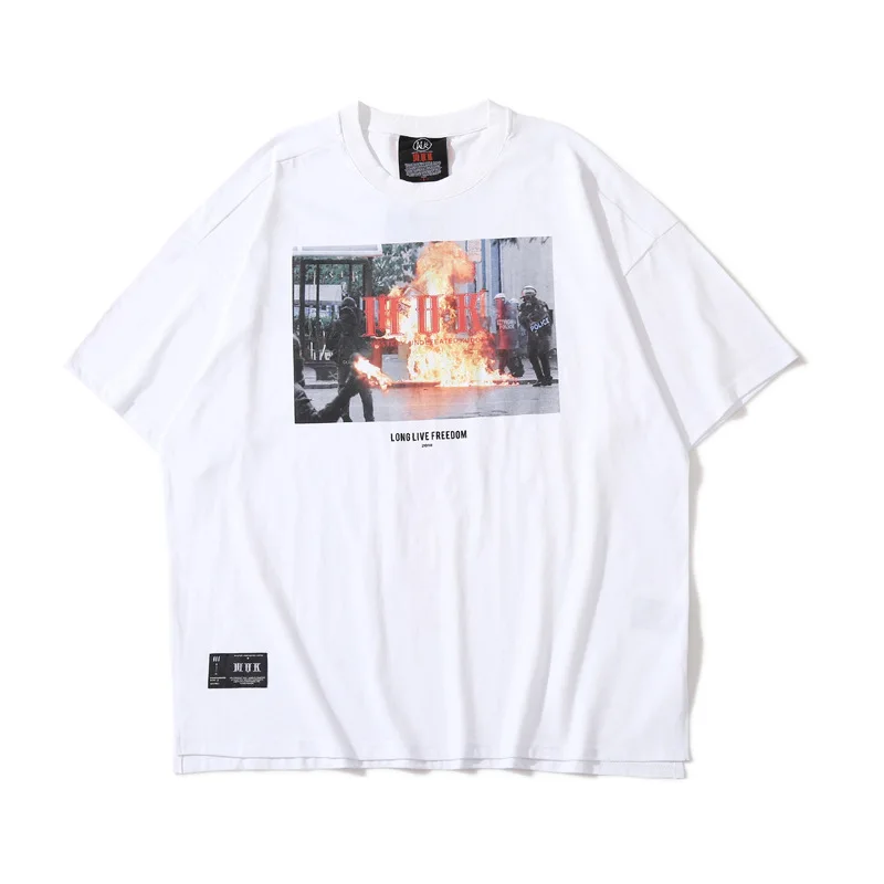 

2021 Men Women Summer Cotton Tshirt Streetwear Fashion Hip-hop Oversized T Shirts Printed Loose Short-sleeved T-shirt Clothing