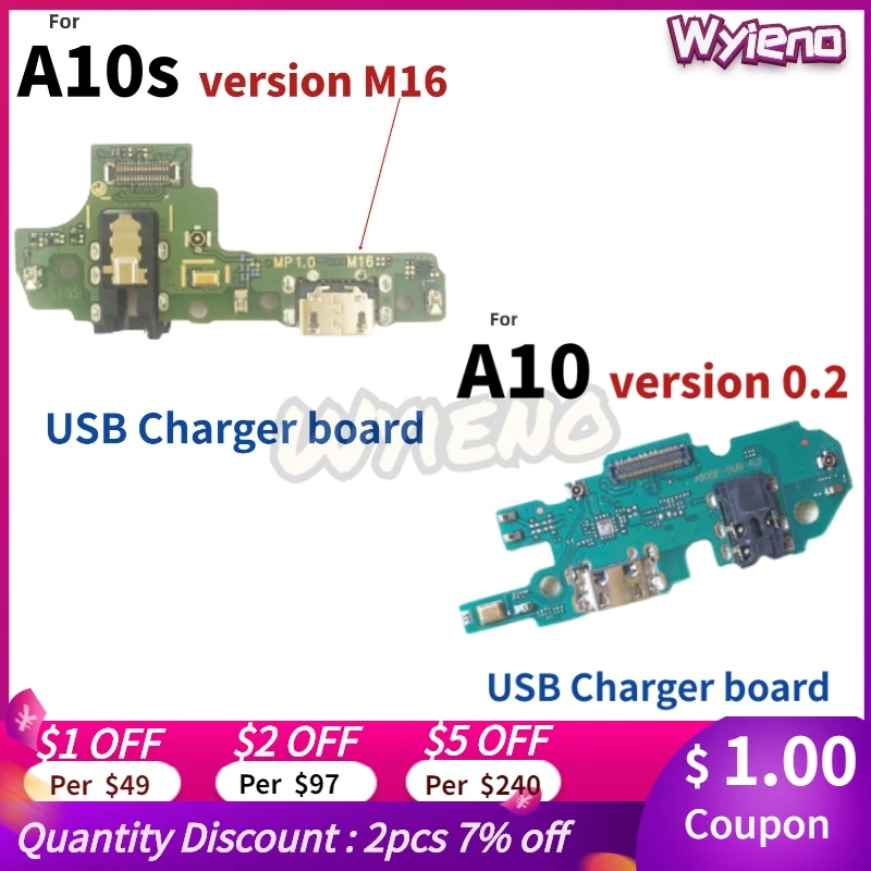 Зарядная плата Wyieno для Samsung A10S A10 USB-разъем зарядки гибкий кабель микрофонный