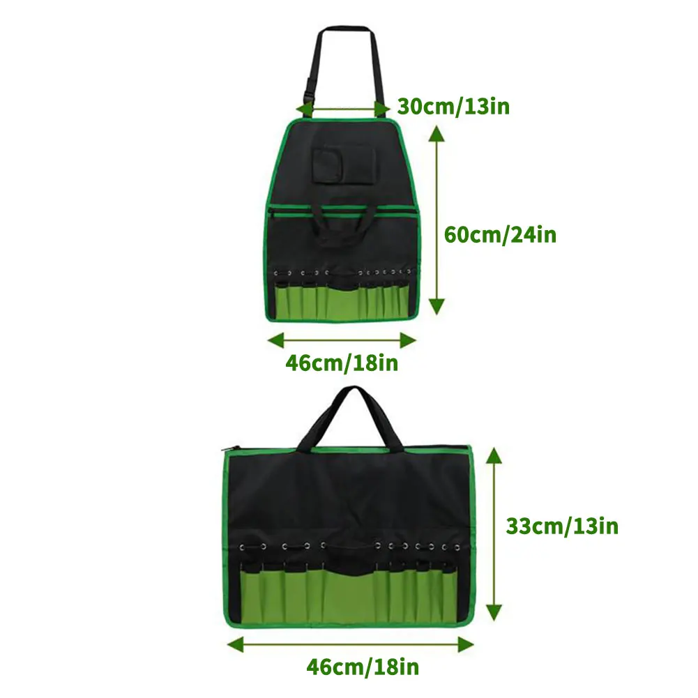 

Garden Tools Bag Apron Oxford Cloth Heavy Duty Work Apron Dual-Use Apron Kit Green Mechanic For Tool Storage Organizer Tool Kit