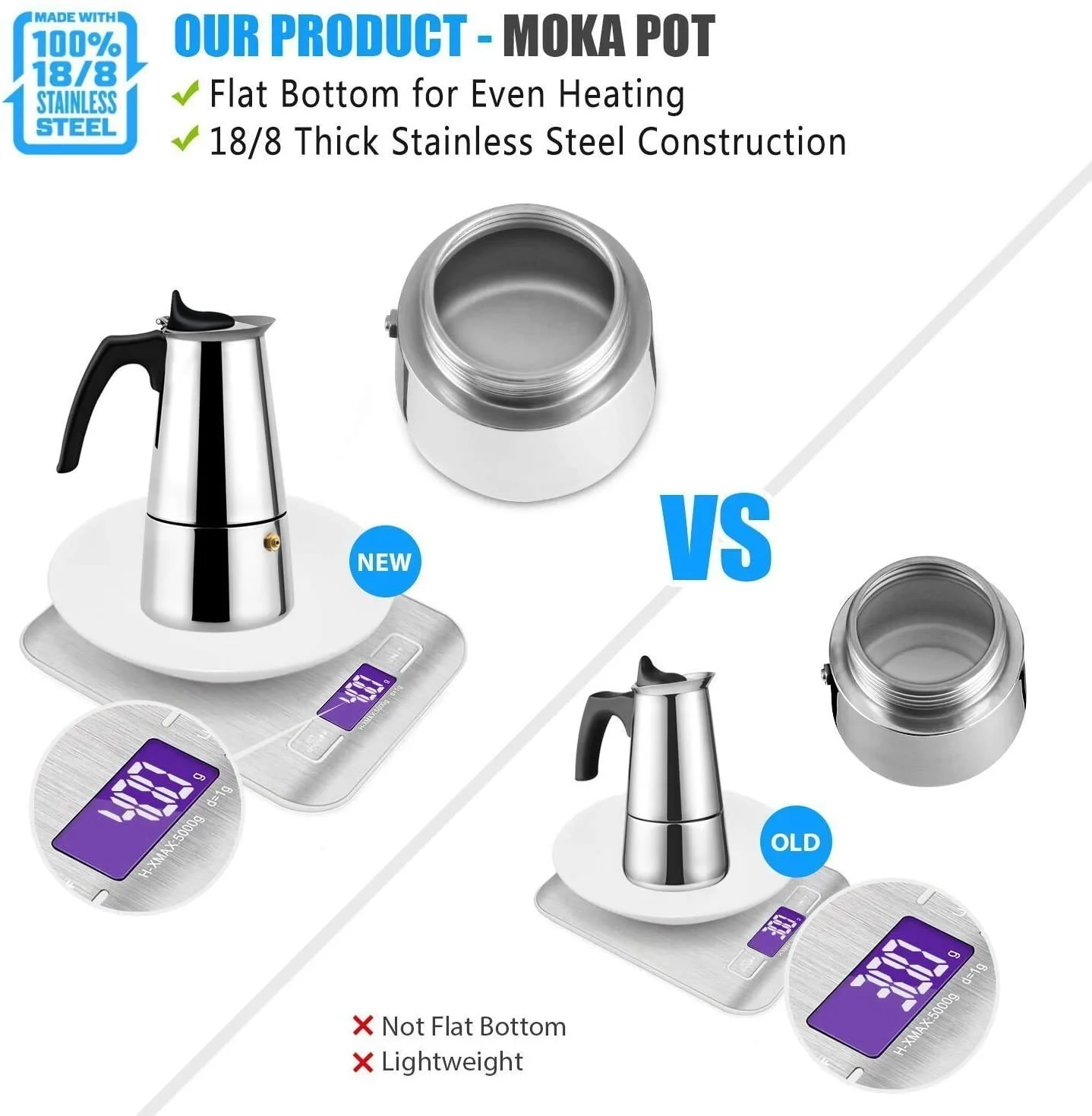 

Moka Coffee Pot Espresso Latte Percolator Stove Coffee Maker Espresso Pot Italian Coffee Machine 200/300/450ml Stainless Steel