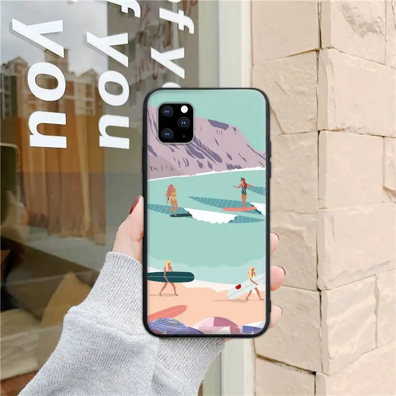 

surfboard surfing art surf Girl Printing Phone Case for Samsung A01 A02 A12 A11 A31 A91 A80 A21 A21S A31 A32 A20E A7 2017 4G 5G