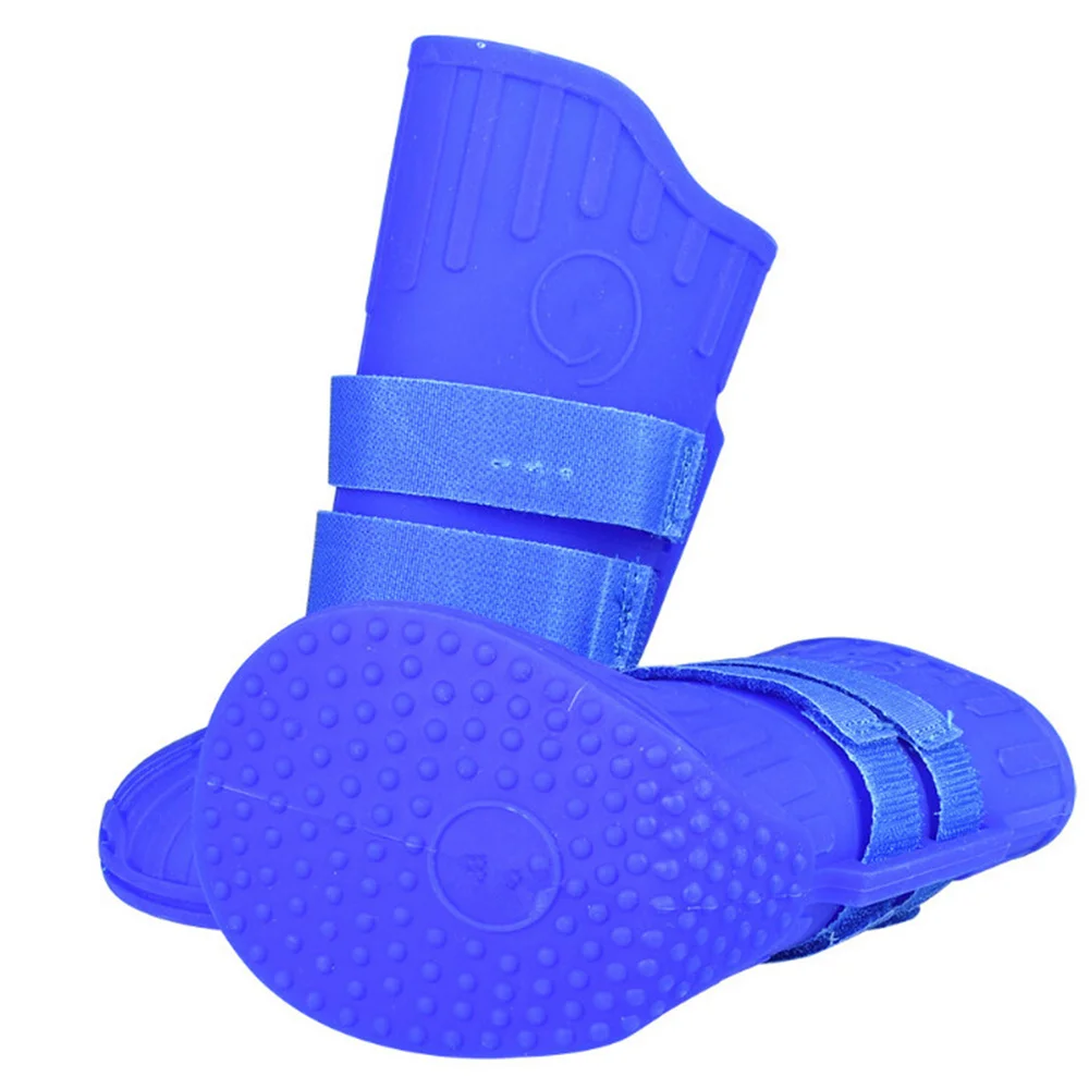

4pcs Waterproof Pet Dog Boots for Medium to Large Dogs - Size 9 (Blue)