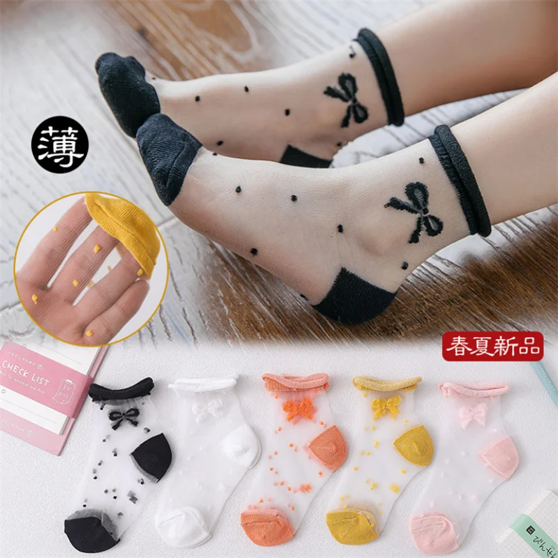Носки для девочек шелковые носки с кристаллами маленьких летние короткие милым
