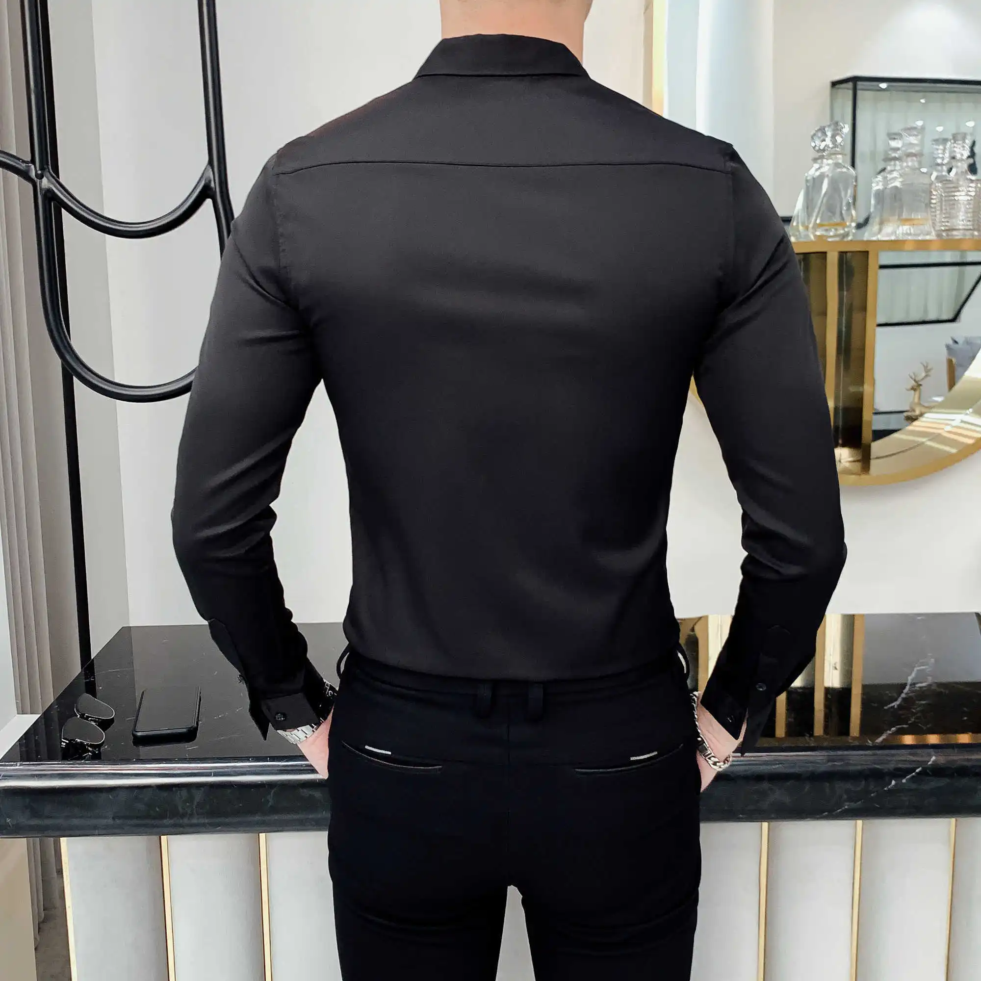 Camisa Homem Prom Camisa Masculina, осенняя рубашка с цветочным принтом, рубашка с принтом в виде креста, мужская рубашка с длинными рукавами, DJ Singer