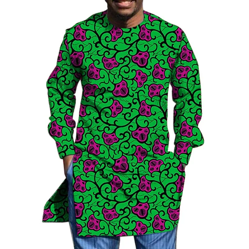 Уникальный дизайн с принтом Мужская рубашка длинным рукавом в африканском стиле