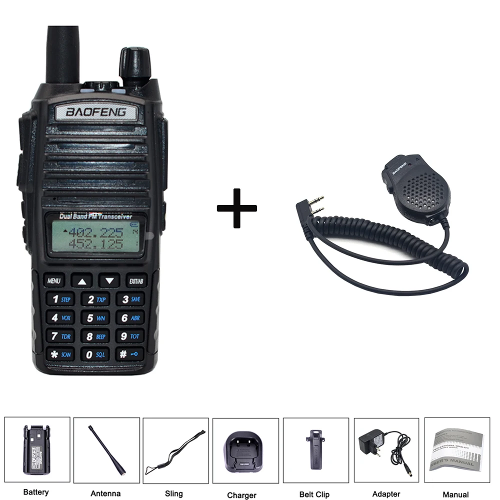 uv82-mic Baofeng UV-82 рация 8 Вт двойной PTT двухстороннее радио 2800 мАч Двухдиапазонный портативный 10 км приемопередатчик UV82 рация CB радио - Цвет: uv82-mic