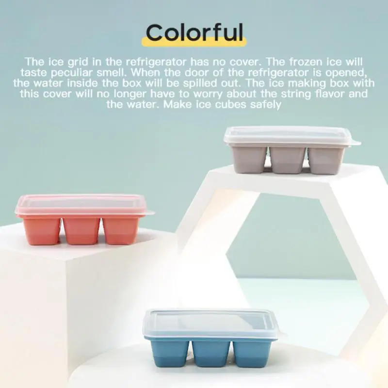 

3pcs Ice Tray Easy-Release Ice Mold With Cover Food Grade Flexible Silicone Ice Molds For Whiskey Cocktail Homemade DIY Ice