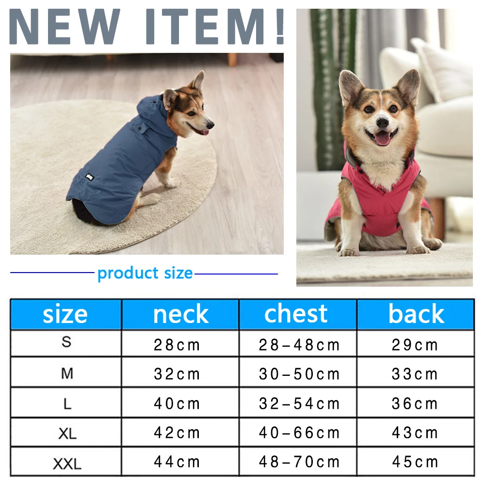 

Dog Outdoor Jacket Reflective Waterproof Dog Clothes Vest Winter Warm Pet Cotton Coat Dogs Clothing for Small Middle Dogs