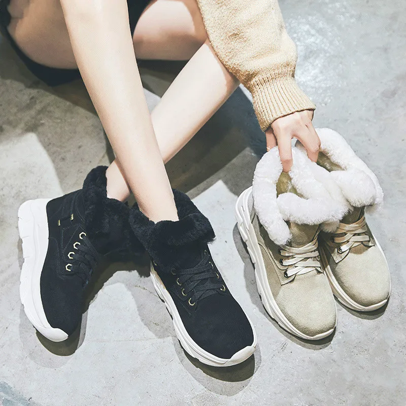 SWONCO/обувь из натуральной кожи женские зимние ботинки черные кроссовки на