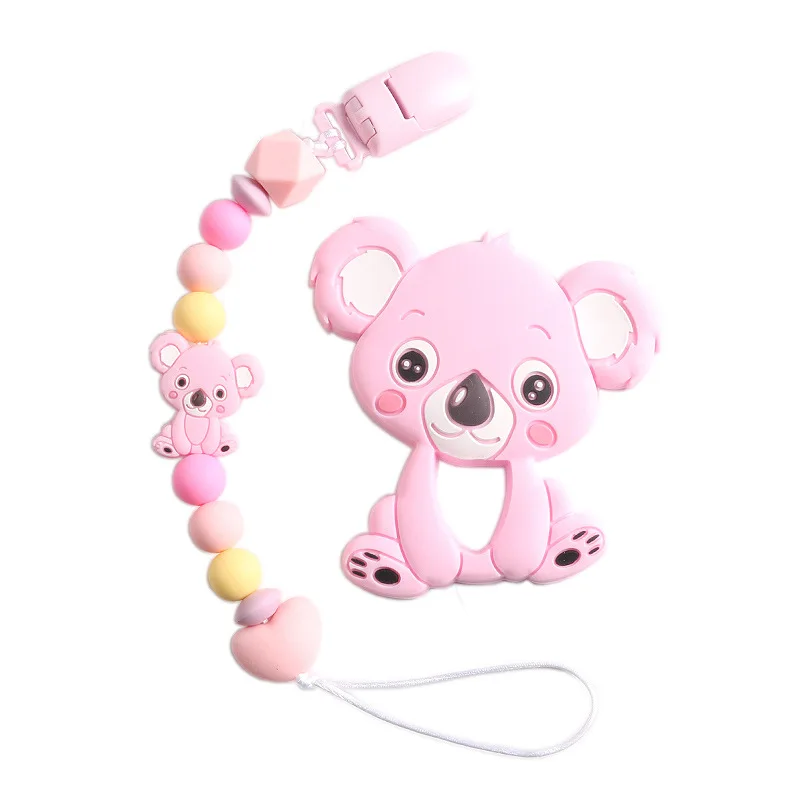 

Popular Silicone Koala Baby Teether Pacifiers Leashes Set For Infants Anti Drop Baby Stuff
